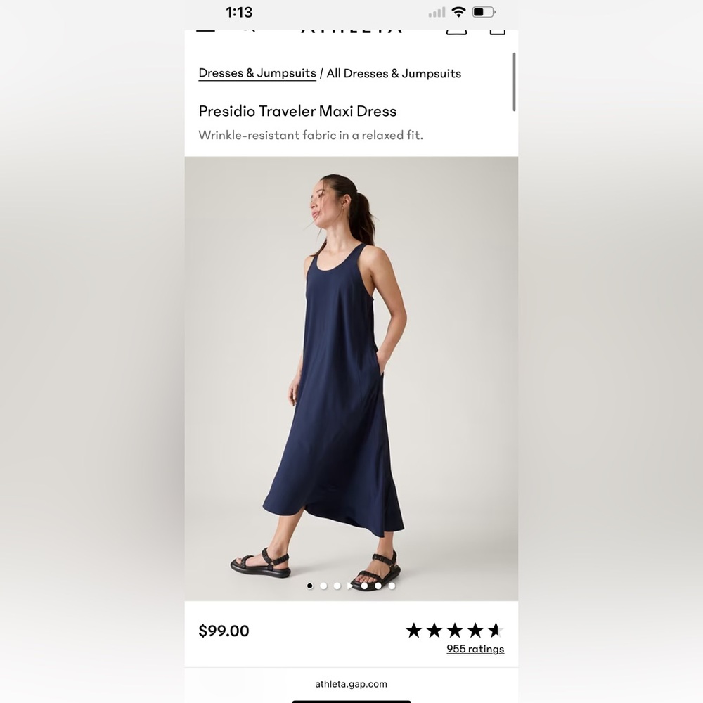 New with tags - Athleta Presidio Navy Traveler Maxi Dress - Womens Medium